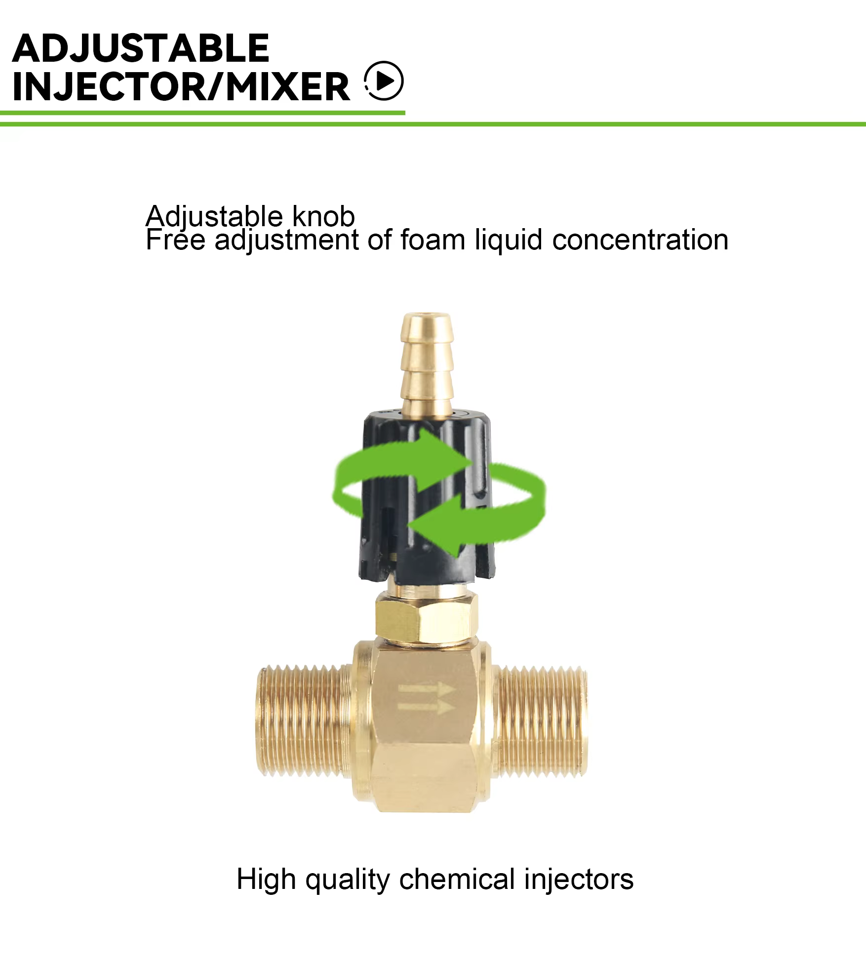4000 PSI Adjustable Chemical Injector for Pressure Washer 3/8 Male Pressure Soap Injector Detergent Injector - 2.1mm Orifice factory