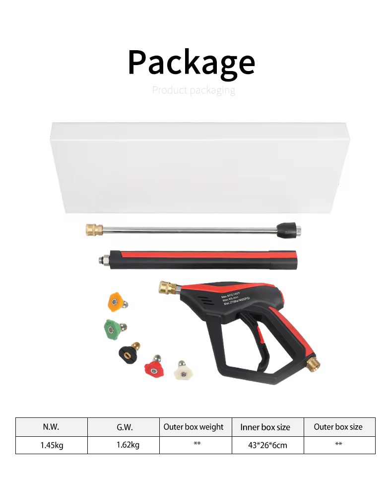 SPS 4000 PSI High Pressure Washer Gun Set With Extension Wand 5 Color Nozzles 3 Section Spray Water Gun supplier