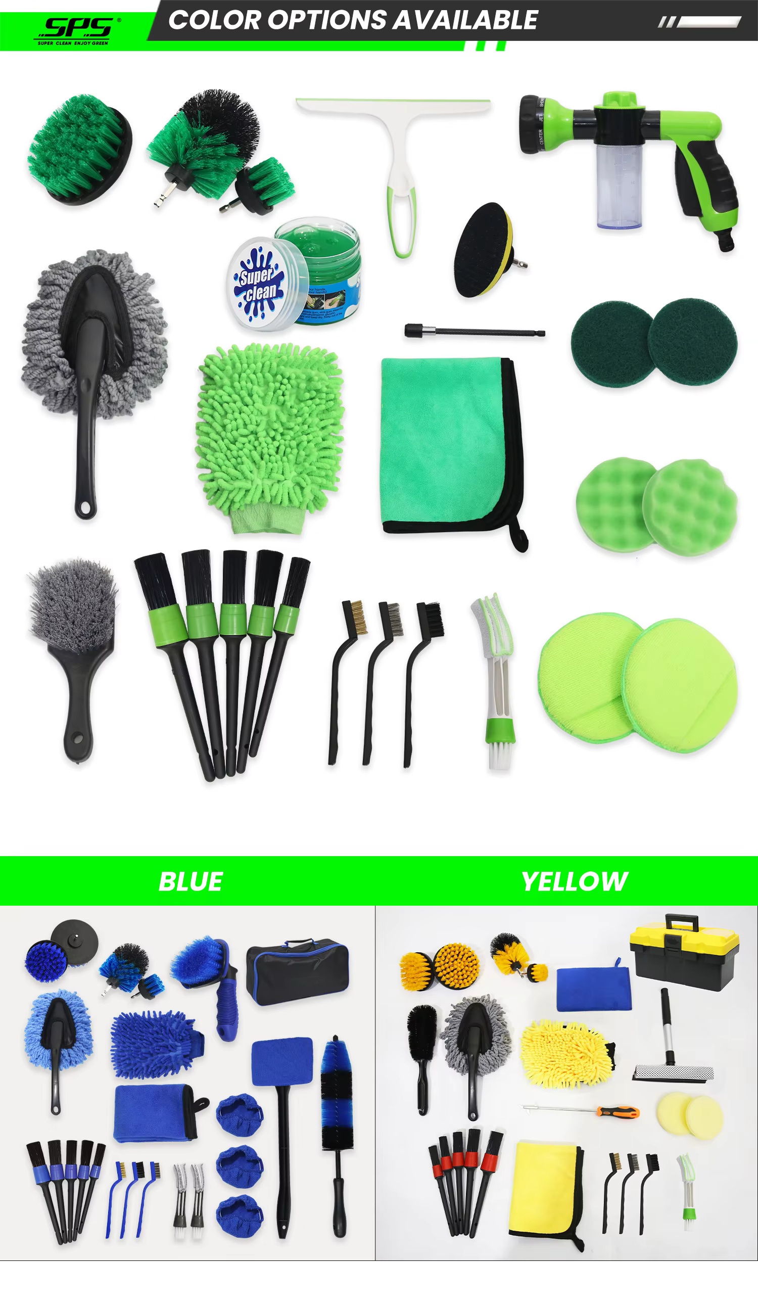 SPS OEM 34 Piece Car Cleaning Brush Set Auto Washing Drill Towel Brush Wheel Cleaning Brush Set Car Detailing Tools Kit supplier