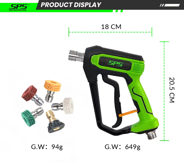 SPS 5000PSI High Pressure Gun Industrial Spray Water Pressure Washer Gun with Five Color Nozzle Water Gun for Car Washing details