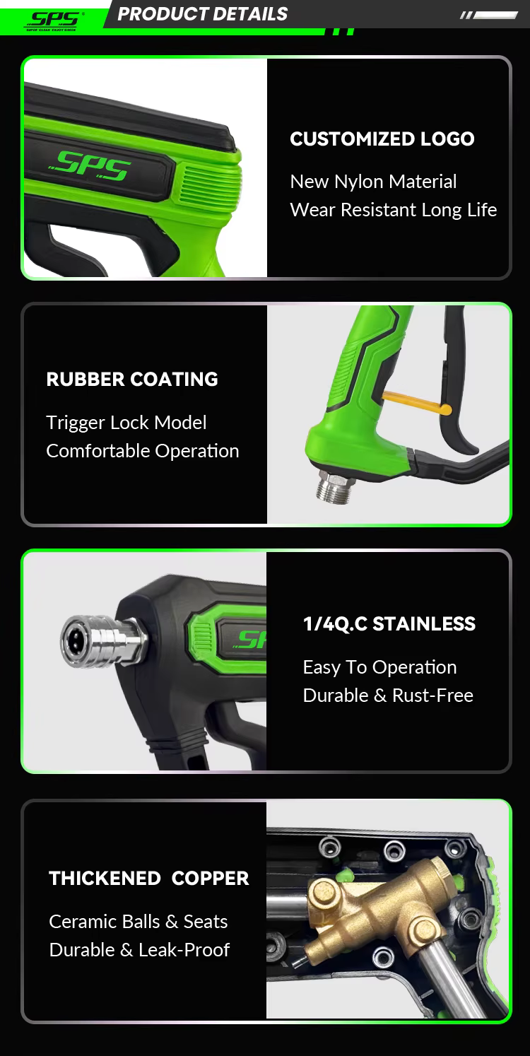 SPS 5000PSI High Pressure Gun Industrial Spray Water Pressure Washer Gun with Five Color Nozzle Water Gun for Car Washing factory