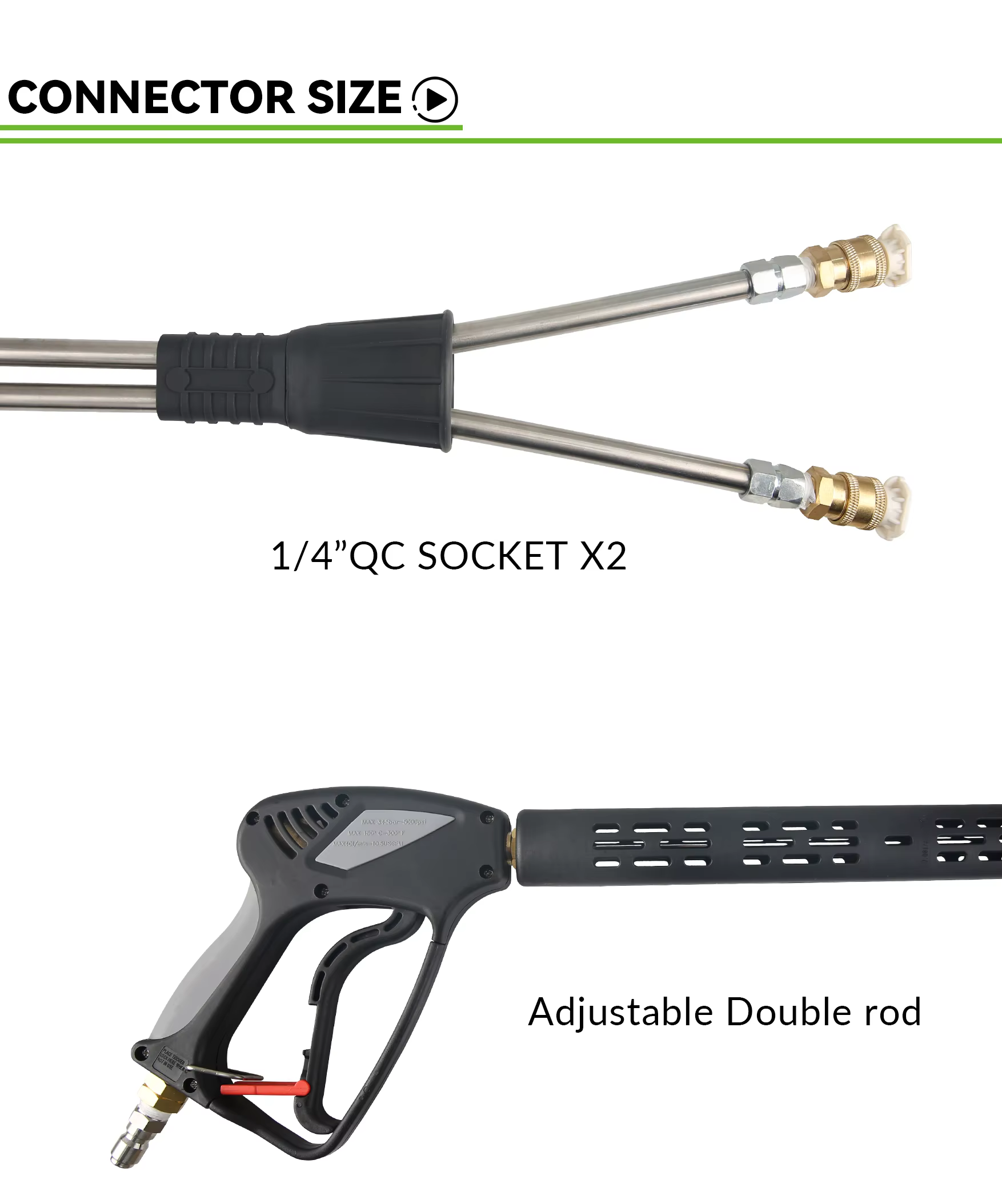 350Bar 5000PSI Commercial Pressure Washer Long Gun Kit Cold Water Dual Extension Wand 304 SS Dual Rod 1/4 QC Socket supplier