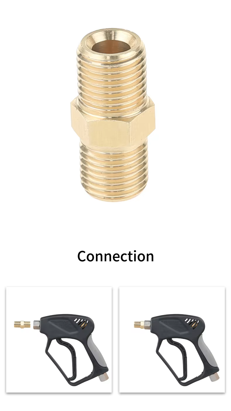 SPS Pressure Washer Brass Adapter 1/4" M+ 1/4" M Quick Connect Fittings Power Washer Connector details