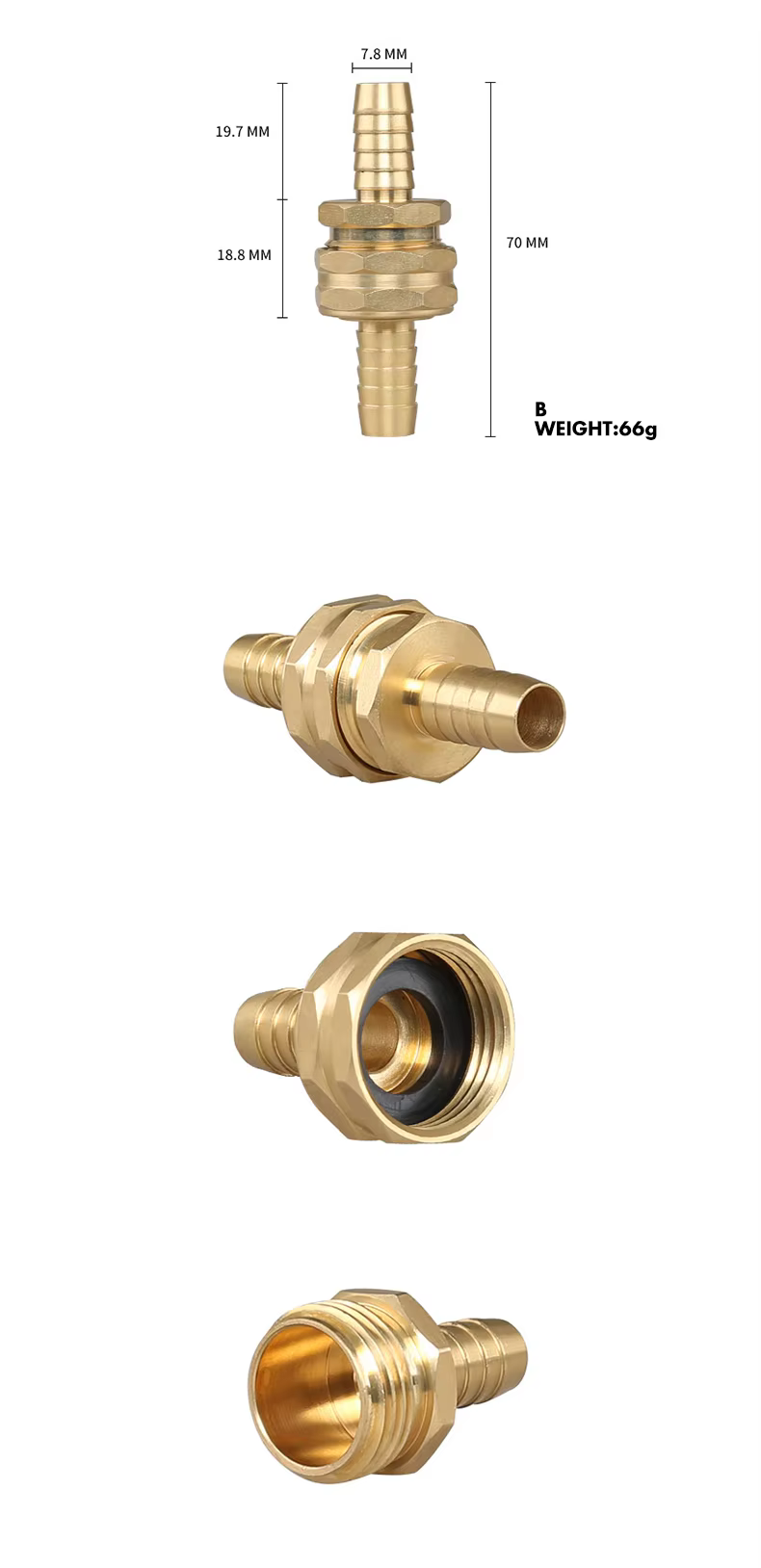 Factory New Model Hose Fittings Pure Copper Adapter 3/4 Inch Pressure Hose Connector details
