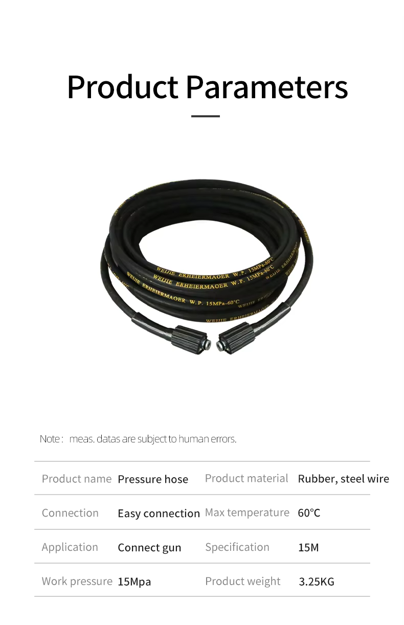 SPS 50FT 15 MPA M22-14 High Pressure Cleaning Hose Car Wash Steel Wire Hose High Pressure Washer Rubber Hose Car Care manufacture