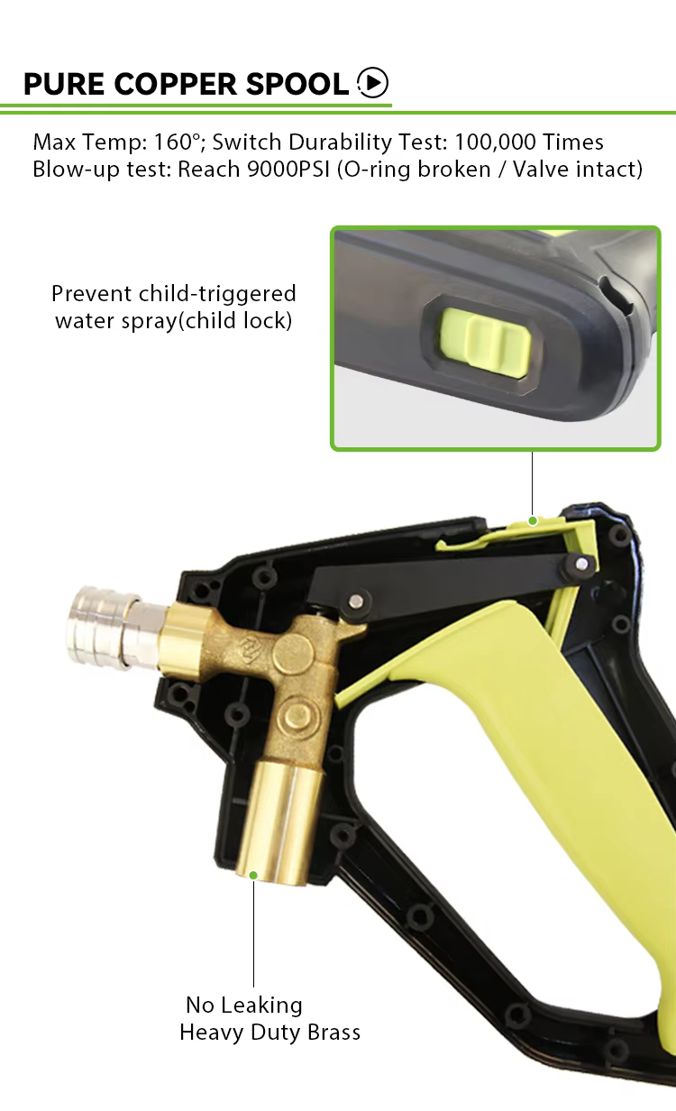 SPS 4350PSI 300bar High Quality Pressure Washer Gun Easy Lock Water Spray Short Trigger Gun for Car Washer Machine factory