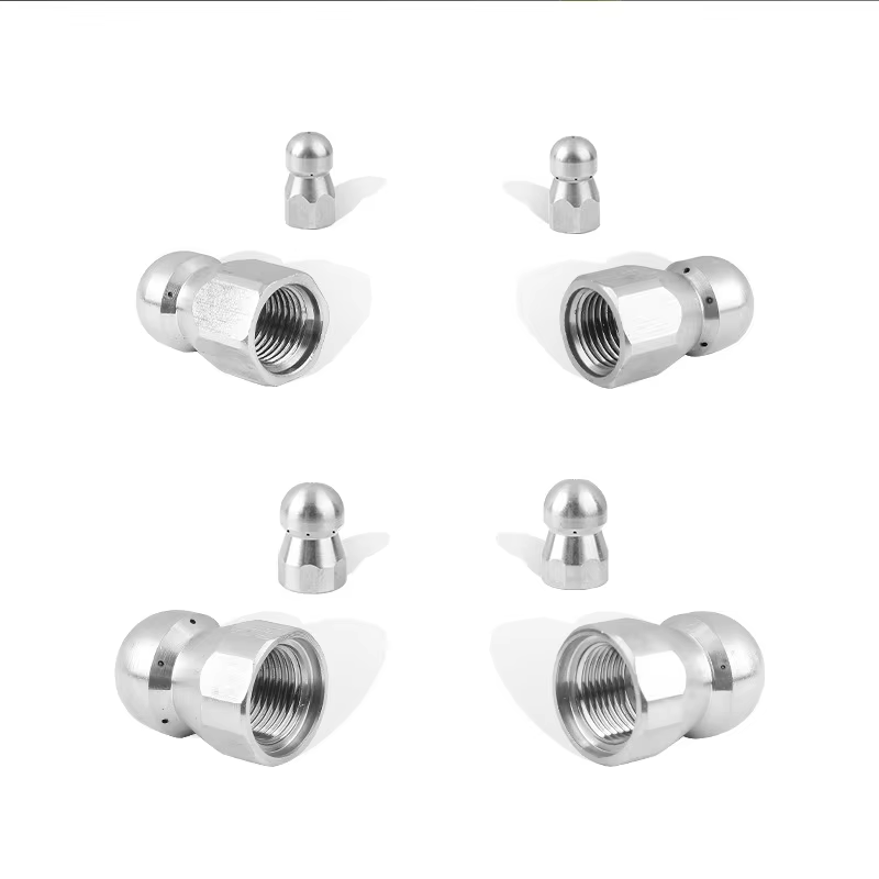 SPS Stainless Steel High Pressure Fixed Sewer Jetter Nozzle Button Nose Rotating Sewer Jetting Nozzle supplier