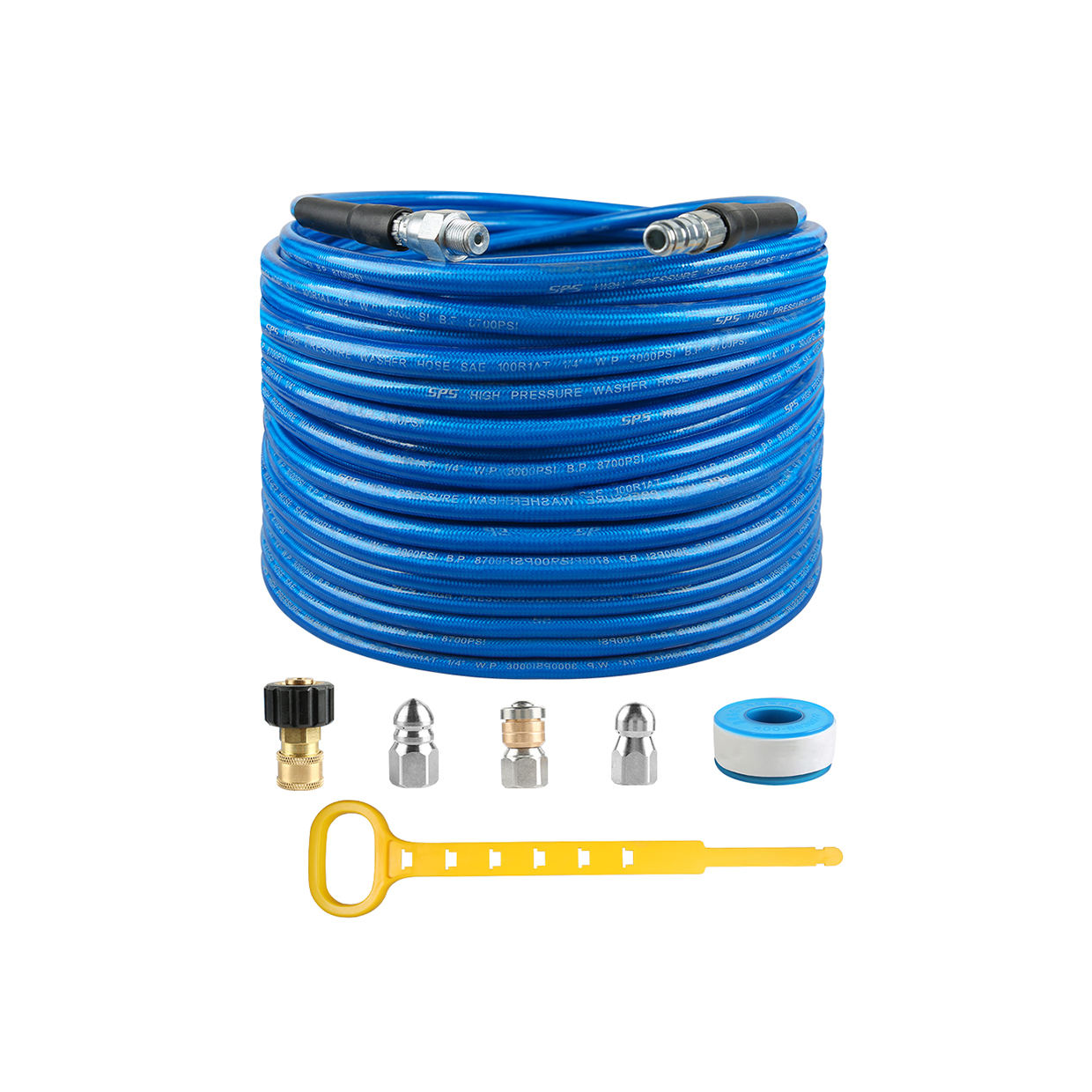 100 FT 3000PSI SteeI Wire Braid Hose High Pressure Washer Hose B.P 8700PSI Sewer Cleaning Jetting Hose Jetter Kit