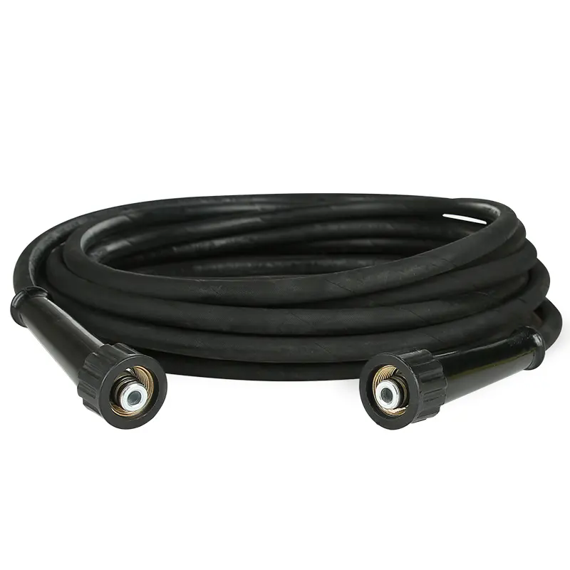 SPS 32FT 4351PSI 300Bar 1 Layer Steel Hose Adapter Brass M22-14mm High Pressure Washer Hose Explosion Proof Rubber Hose