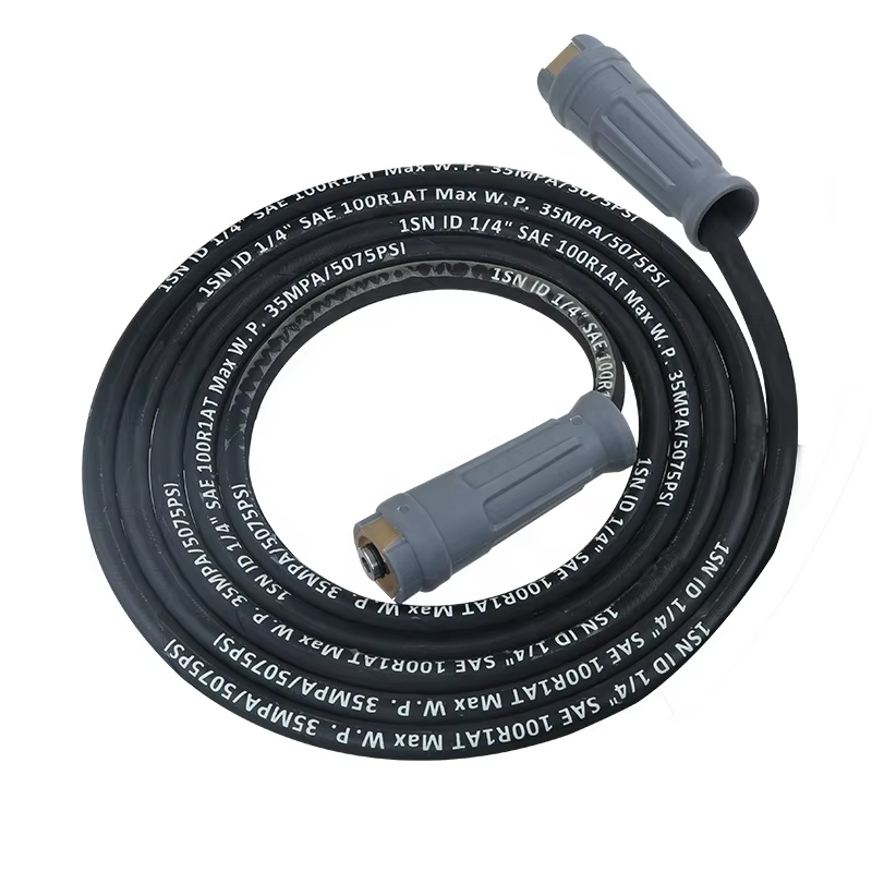 SPS 35 MPA 5075 PSI 33 FT High Pressure Washer Hose 10M K.C. Reverse Thread Quick Connect Rubber Steel Hose supplier
