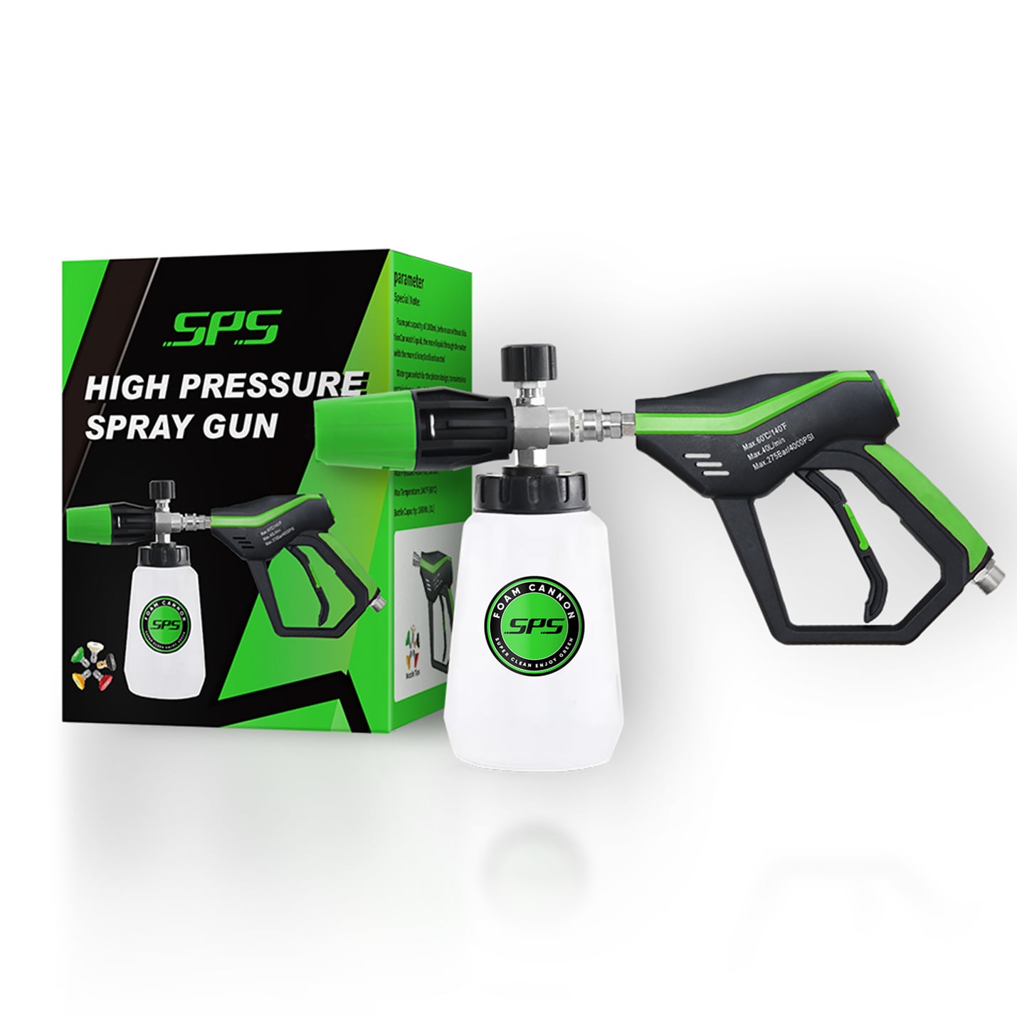 SPS 4000 PSI 1/4''High-Quality Snow Foam Cannon Kit Soap Lance Jet Bottle High Pressure Spray Wash Gun 