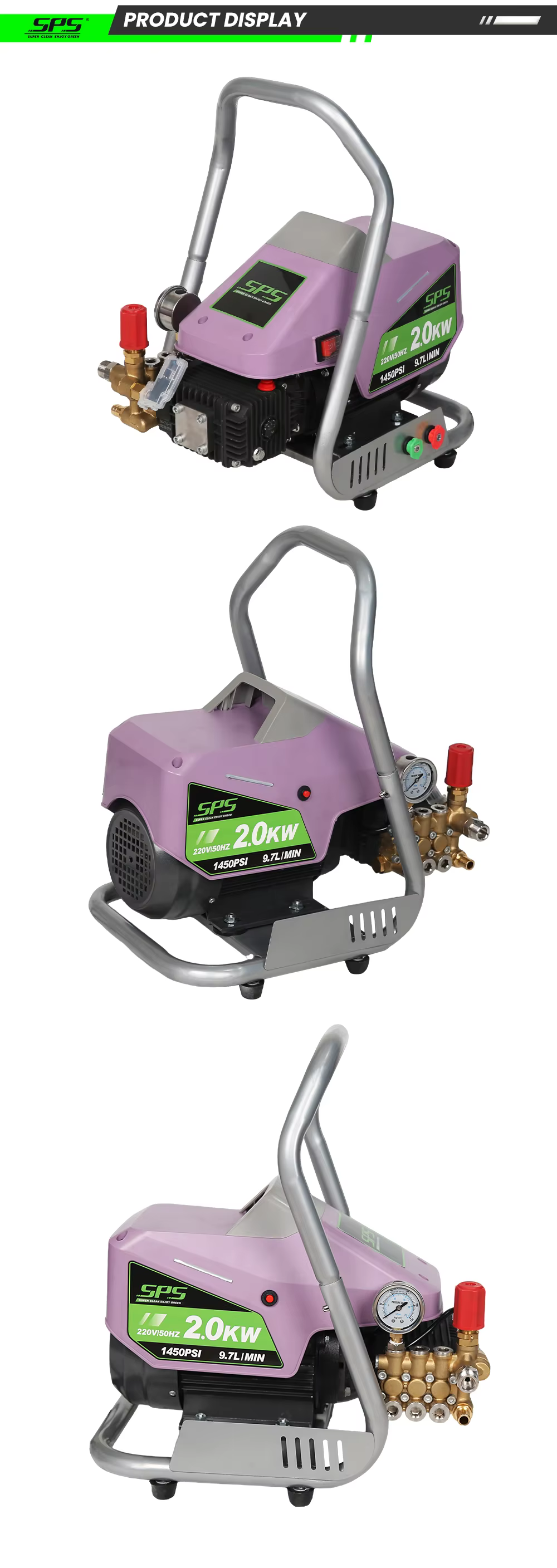 New Electric High Pressure Cleaner Machine 220v 150Bar Portable Cold Water Jet Surface Cleaner Equipment for Road Floor Cleaning  factory