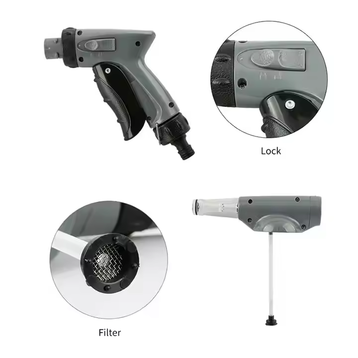 Easily attach a foam gun to your pressure washer for a quick and efficient car wash.