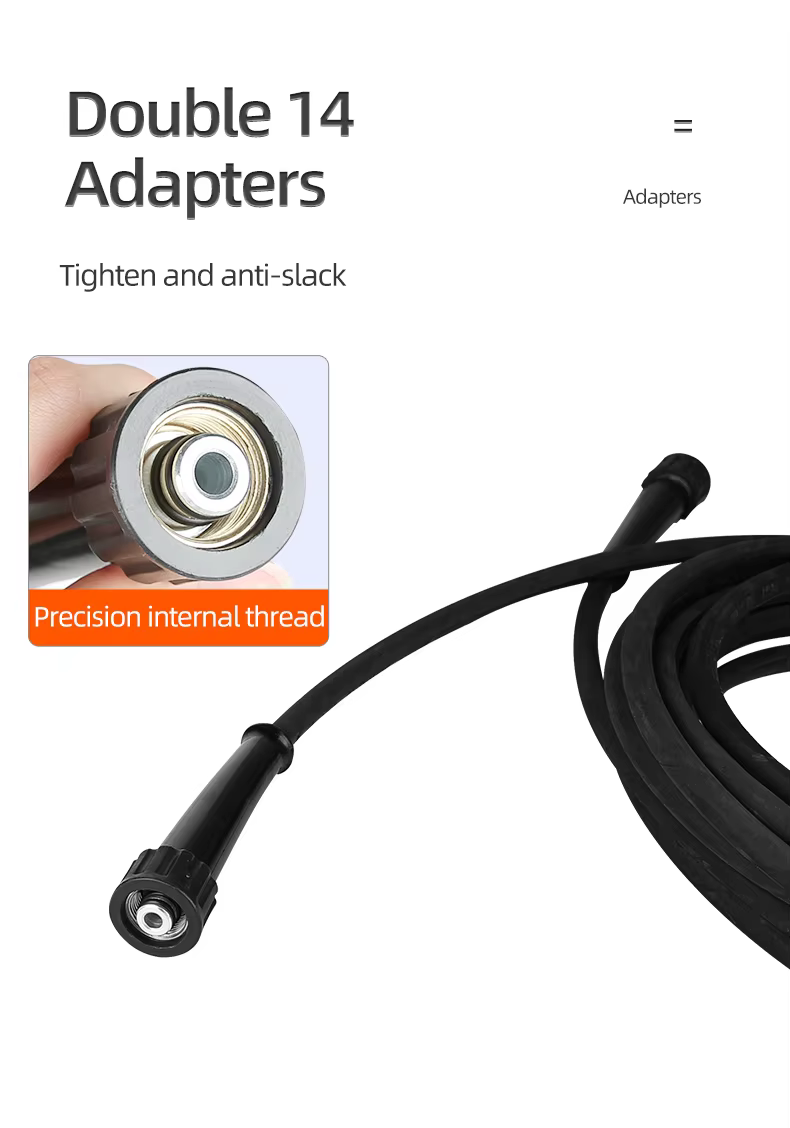SPS 32FT 4351PSI 300Bar 1 Layer Steel Hose Adapter Brass M22-14mm High Pressure Washer Hose Explosion Proof Rubber Hose supplier