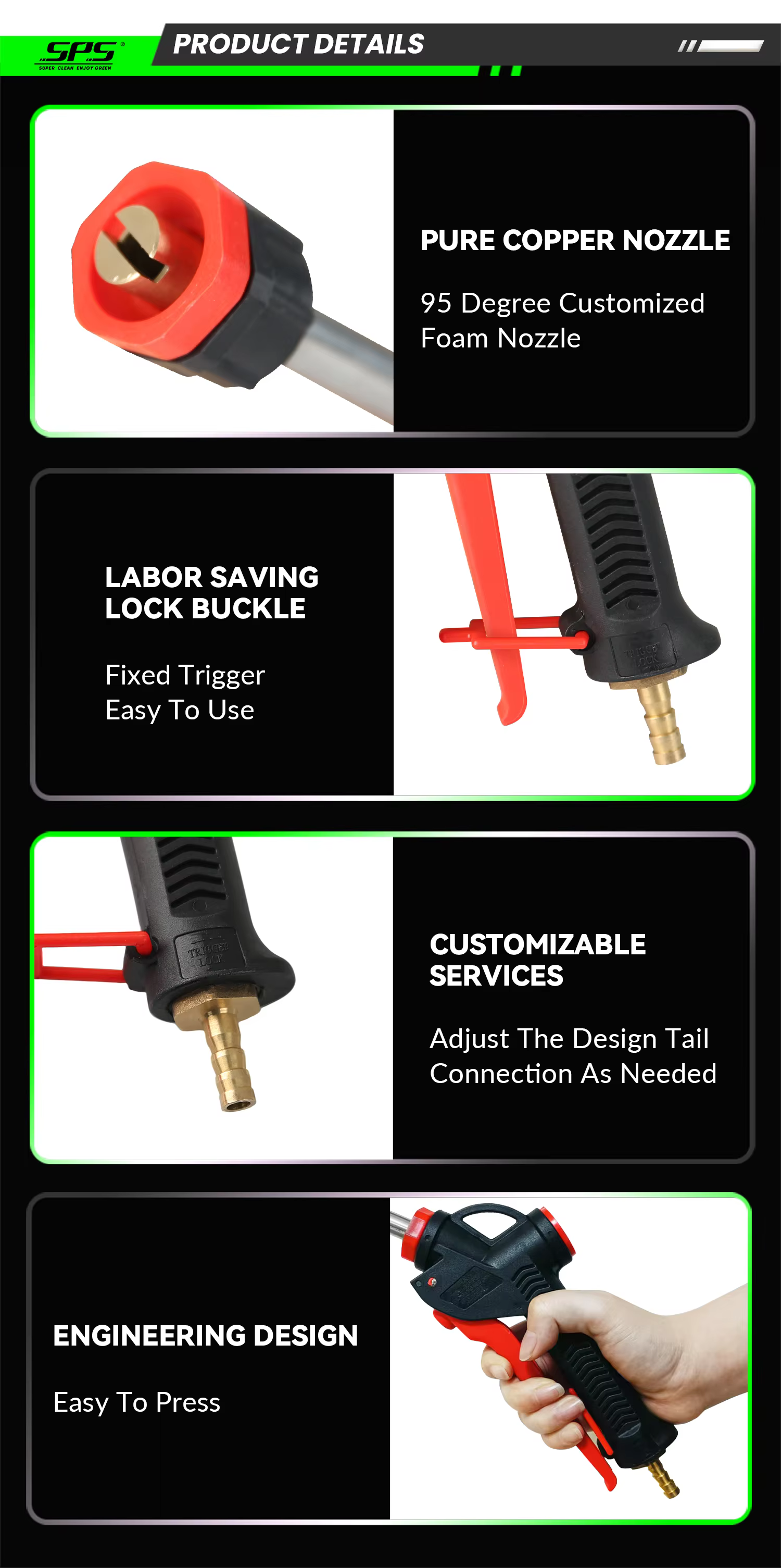 SPS Car Cleaning Water Gun Big Fan High Pressure Washer Chemical Foam Gun Shampoo Liquid Sprayer Nozzle Gun manufacture