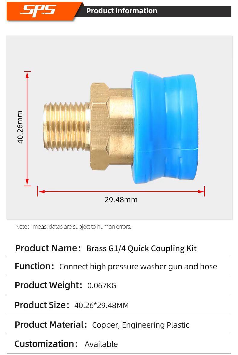 SPS Brass G1/4 Quick Coupling Kit Blue Sheath Quick Connector Pressure Washer Quick Connect Fittings  supplier