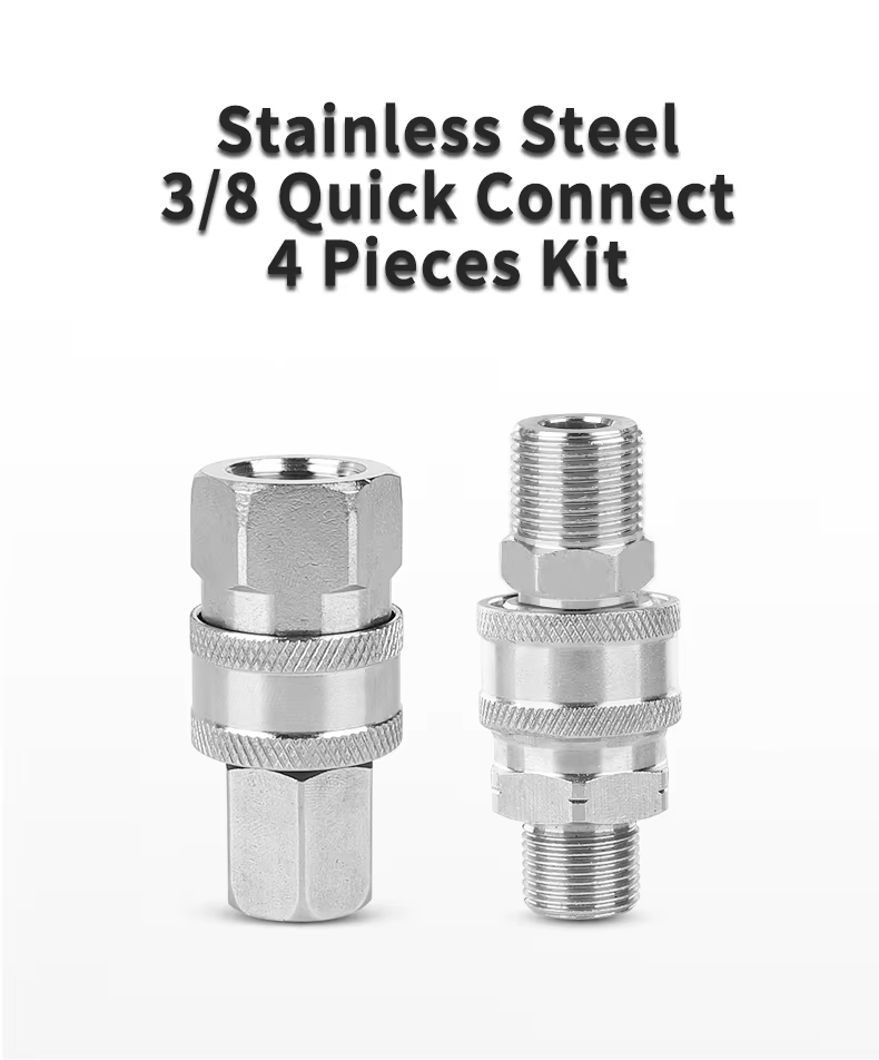 SPS 3/8 G BSP Stainless Steel Quick Connector 4 Pieces Kit Fittings Quick Release Coupler Quick Coupling supplier