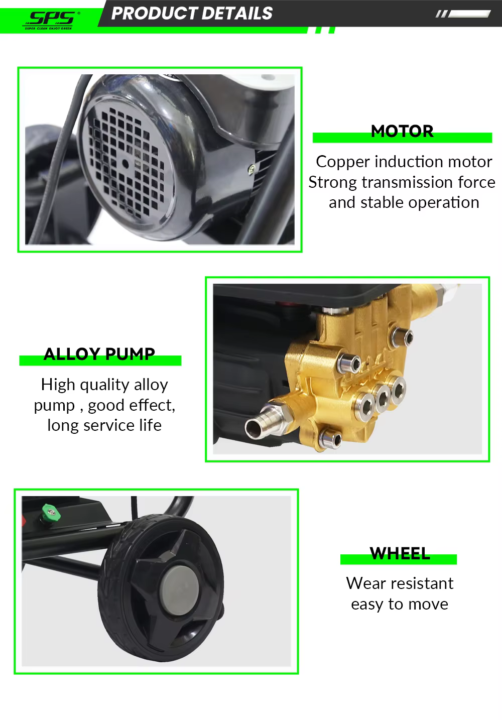 SPS 2-In-1 2.2kw 150bar 2100psi Commercial Hand Push Type High Pressure Cleaning Machine Portable Cold Water Car Washer factory