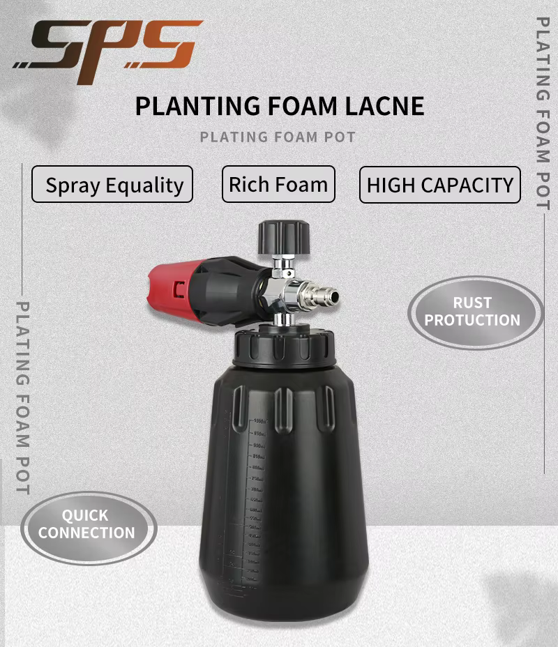 SPS High Pressure 1L Black Bottle Stainless Steel Adapter Solid Brass Snow Foam Cannon 1/4 Quick Release Car Wash Foam Lance manufacture