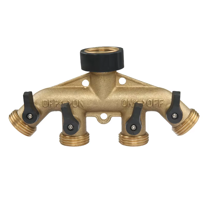 SPS 3/4" Water Hose 4 Ways Splitter Brass Hose Valve Faucet Connector manufacture