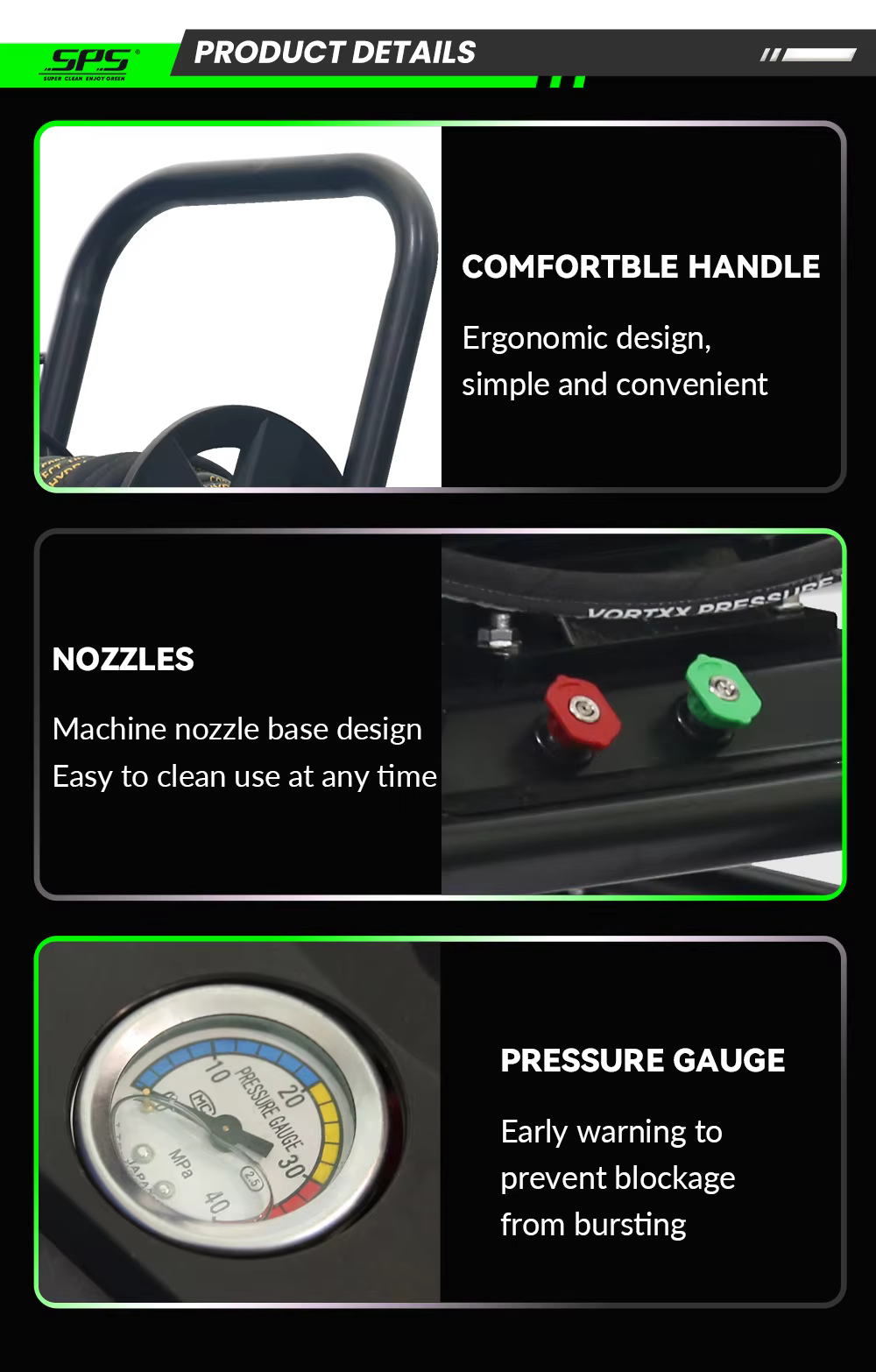 SPS 2-In-1 2.2kw 150bar 2100psi Commercial Hand Push Type High Pressure Cleaning Machine Portable Cold Water Car Washer manufacture