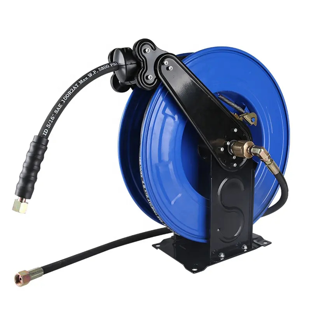 20M Automatic Retractable Hose Reel 66FT Heavy Duty Hose Reel High Pressure Washer Wall Mounted Rubber Braided Hose Reel