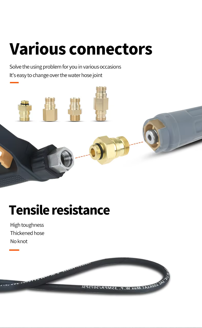 SPS 35 MPA 5075 PSI 33 FT High Pressure Washer Hose 10M K.C. Reverse Thread Quick Connect Rubber Steel Hose details