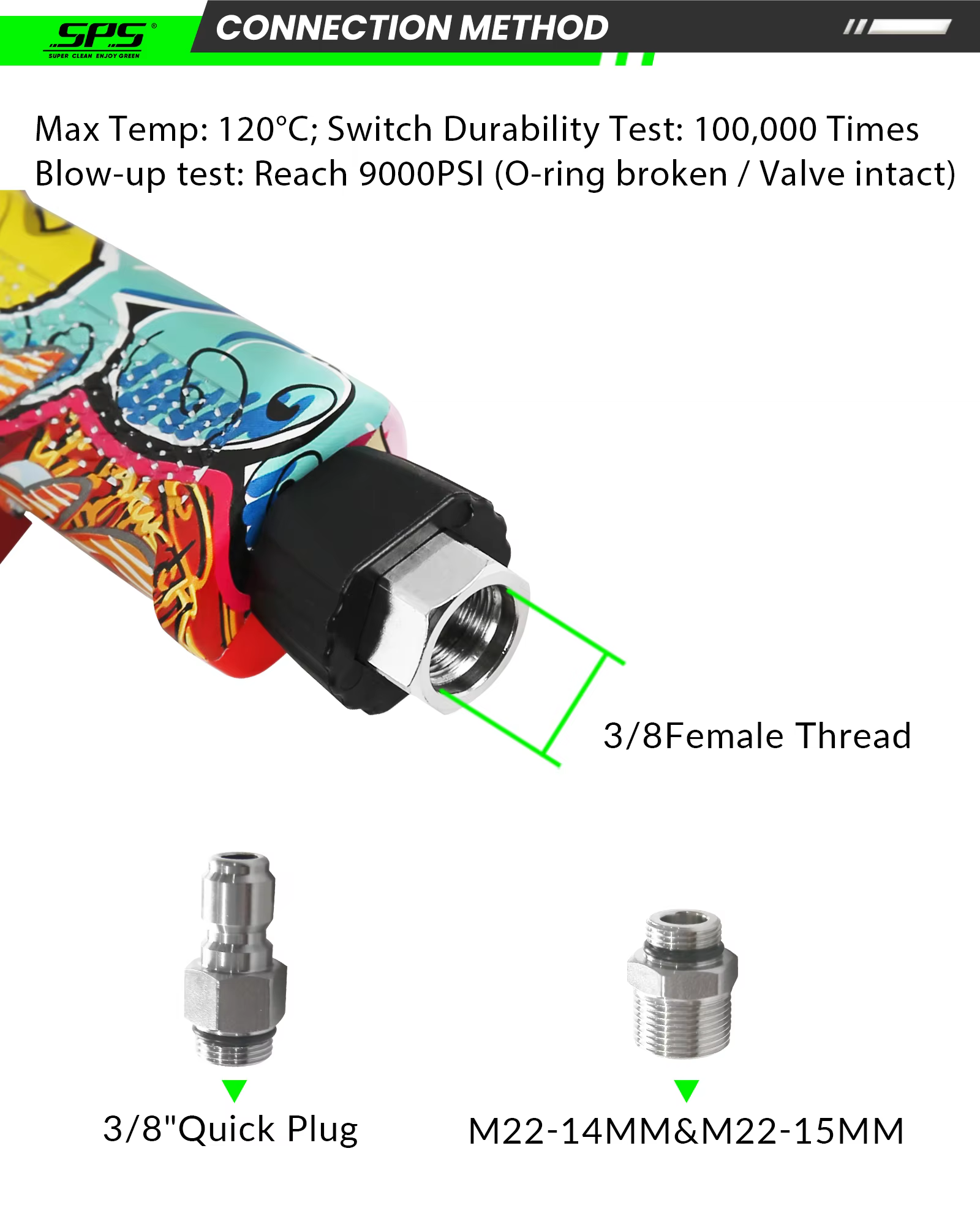 SPS 2.0 Rifle Car Wash Gun Swivel M22-14 3/8 Quick 5000PSI Solid Brass Car Wash Spray Trigger Cleaning Spray Long Gun Kit supplier