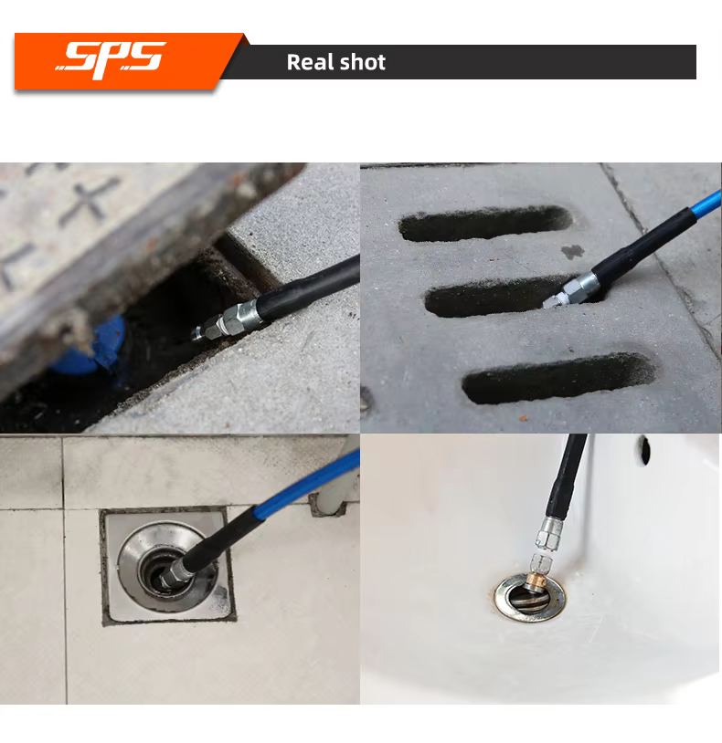 SPS 1/8 Inch Rotating Sewer Jetting Nozzle Stainless Steel Copper Inlay 3 Rear Jets Pipeline Dredging Pressure Wash details