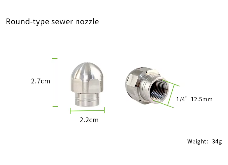 5000PSI 1/4 Inch Pressure Washer Sewer Jetter Nozzle Stainless Steel Pressure Drain Jetter Pipe Sewer Cleaning Nozzle details