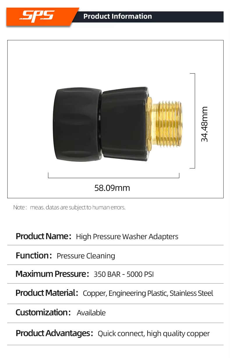 SPS 5000 PSI M22-14 to M22-14 TR22 Anti-winding High Pressure Washer Adapters Quick Connect Fitting for Nilfisk factory