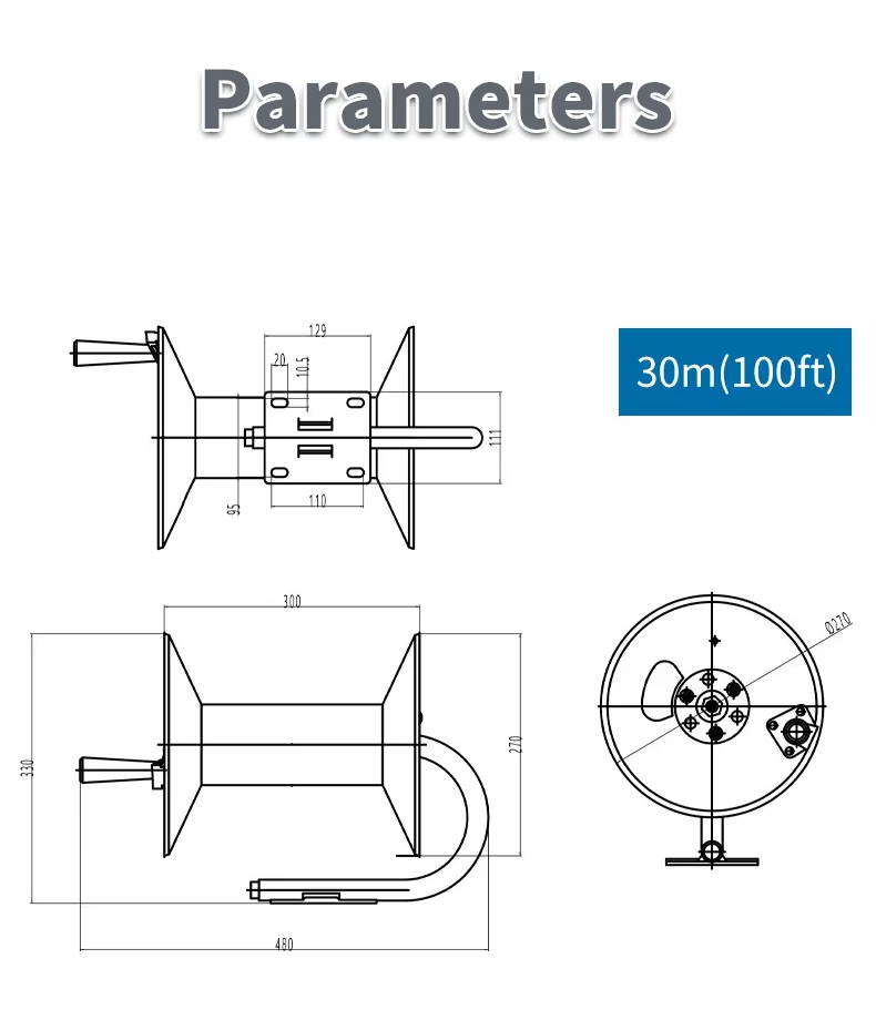 SPS 5000PSI 200FT High Pressure Manual Washer Crank Hose Reel With Swivel Arm, Mounting Bracket and Heavy Duty Steel factory