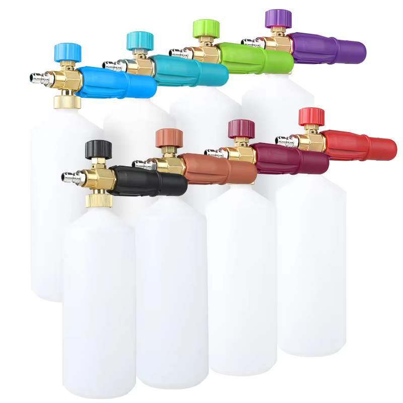 SPS Hot Sale Colorful 8 Color Adjustable Nozzle Snow Foam Cannon Car Wash Foam Bottle supplier