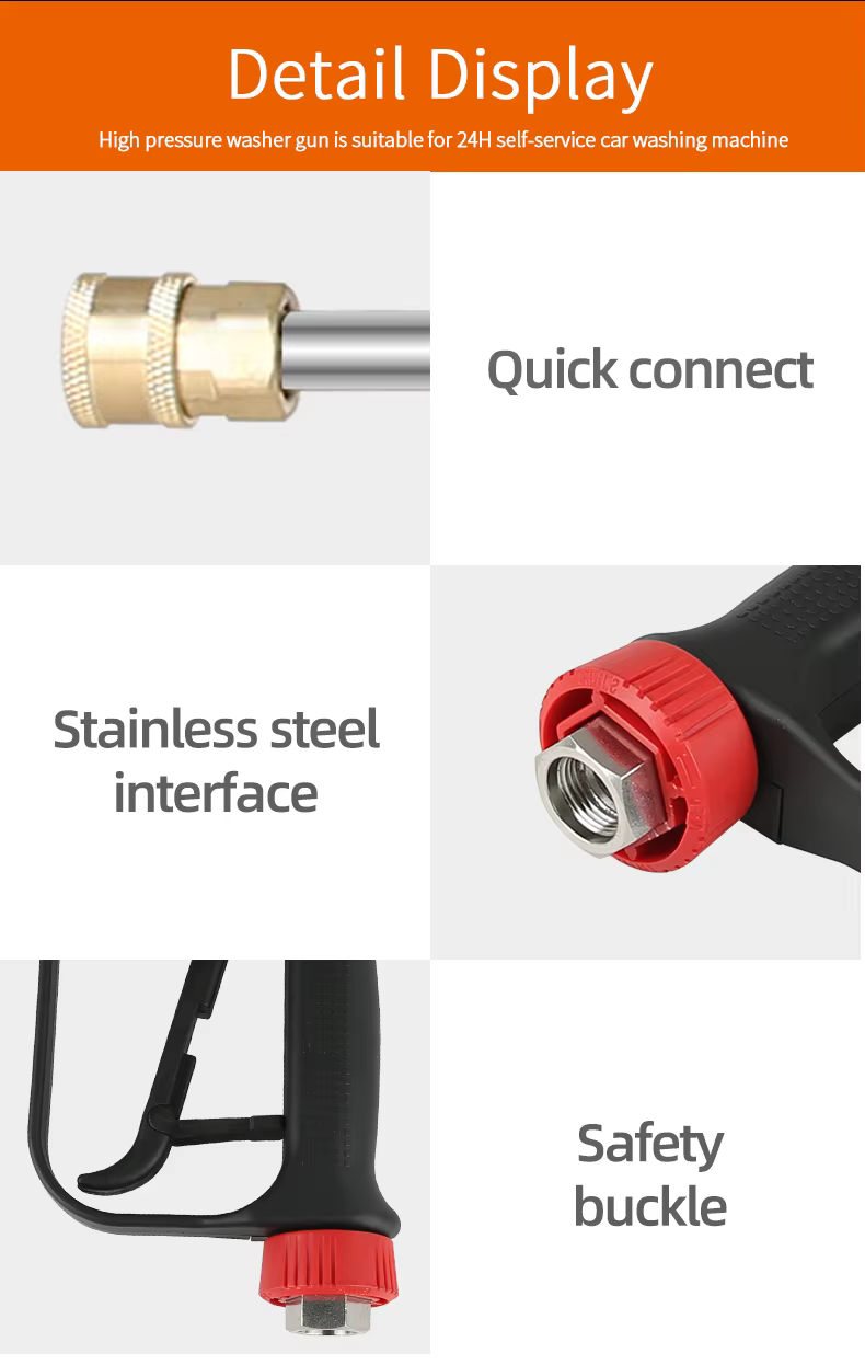 SPS 4000 PSI 280 BAR 100CM Long High Pressure Washer Gun Pressure Trigger Gun Solid Brass Car Wash Spray Gun for Car Washing factory