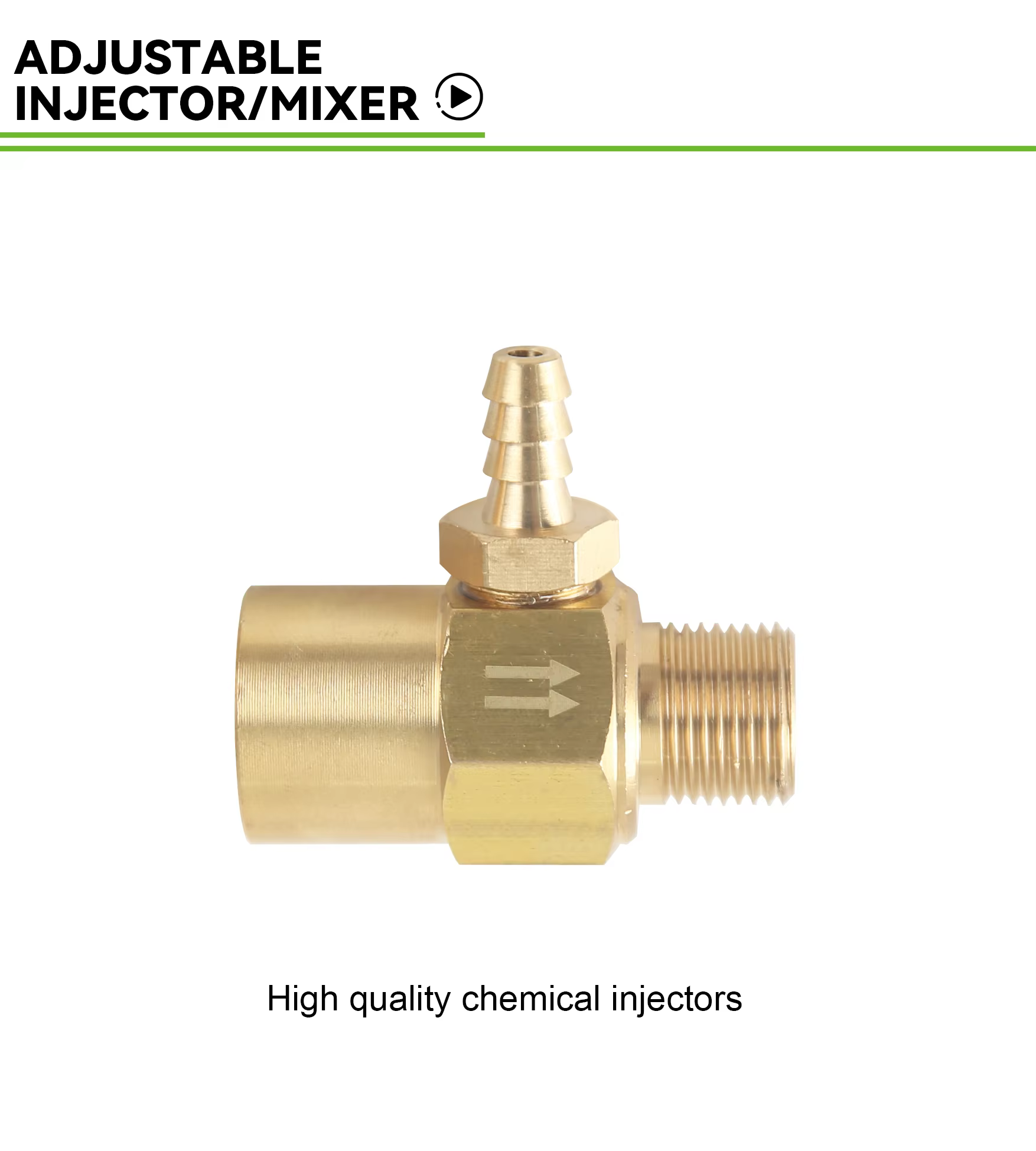 General Pump 3-5 Gpm Chemical Injector High Pressure Brass 3/8 Male for Pressure Washer Detergent Injector - 2.1mm Orifice details