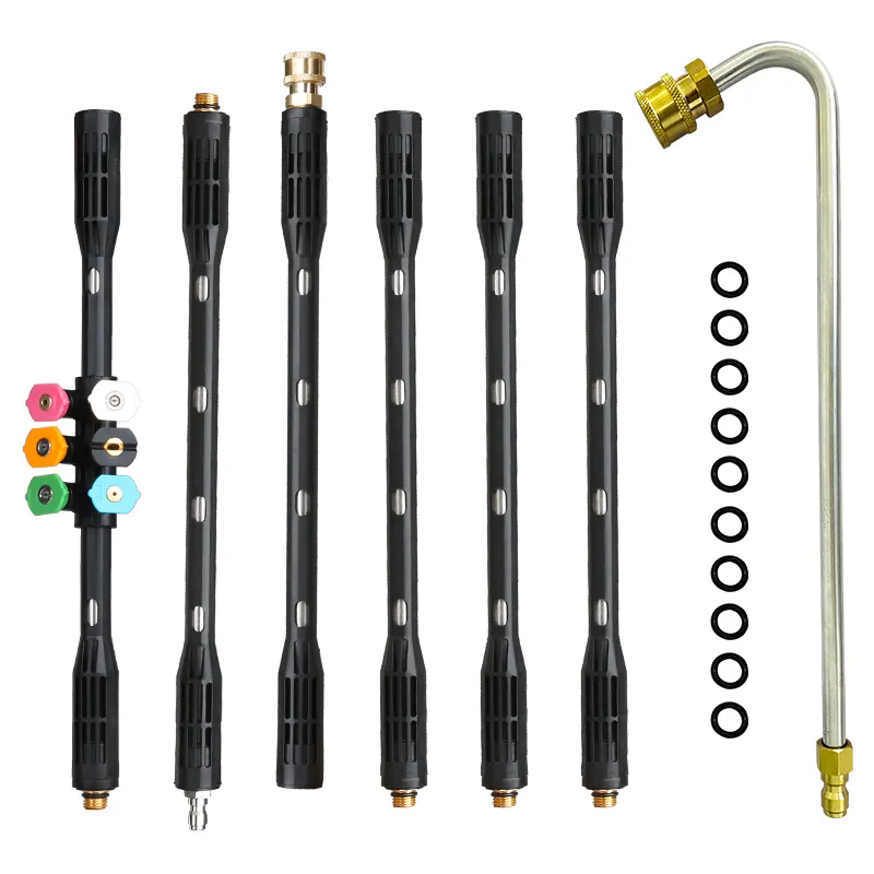 SPS 15 Inch 7PCS 4000PSI Car Cleaning Pressure Washer Gun Extension Wand With 6PCS Nozzle Stainless Steel Rod Kit For Cleaning