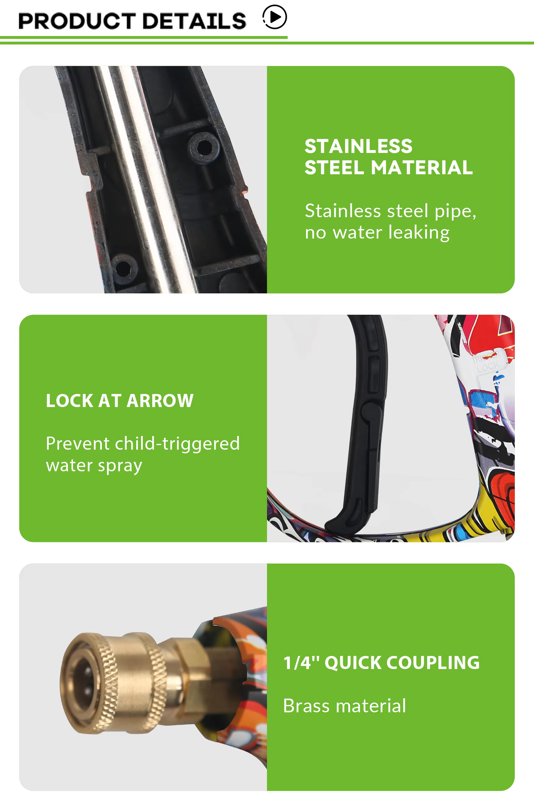 High Pressure Washer Water Gun Solid Brass 3000 Psi Colour Painted Power Wash Spray Short Gun Car Wash With 1/4'' Connect factory