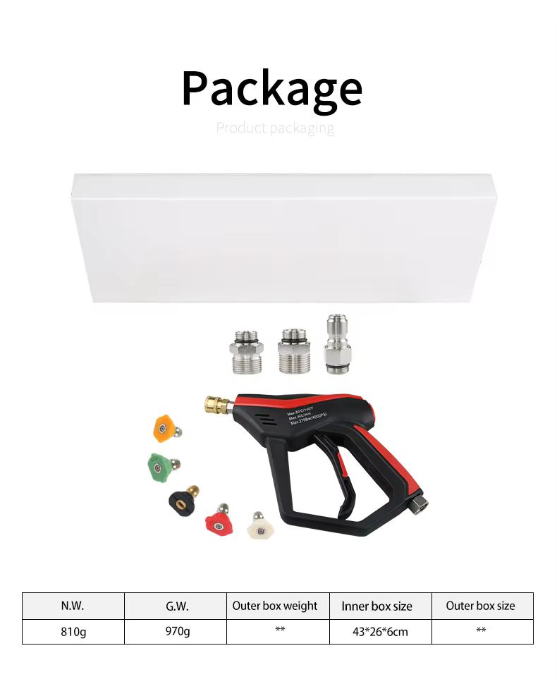 SPS 4000PSI 275Bar High Pressure Washer Gun Set With 5 Color Nozzles 3 Section Connect Car Washer Gun for Car Cleaning factory