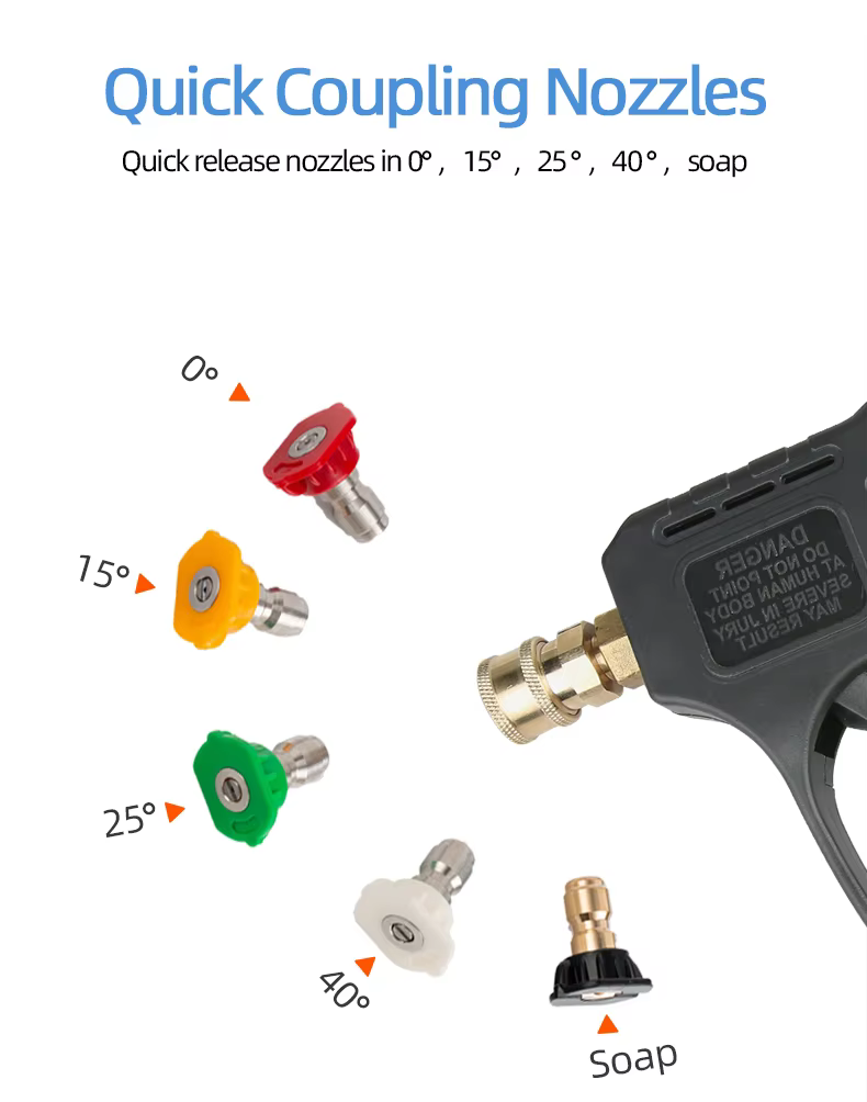 SPS 5 Color Quick Connector Nozzle and 5000 PSI High Pressure Car Washer Gun details