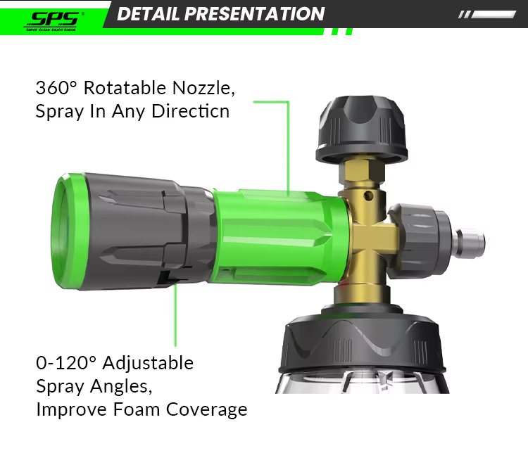 SPS V3.0 Heavy Duty Brass M22 and 1/4 Quick Connect Transparent Bottle Foam Lance Best Spray Foam Gun Liquid Soap Foam Cannon manufacture