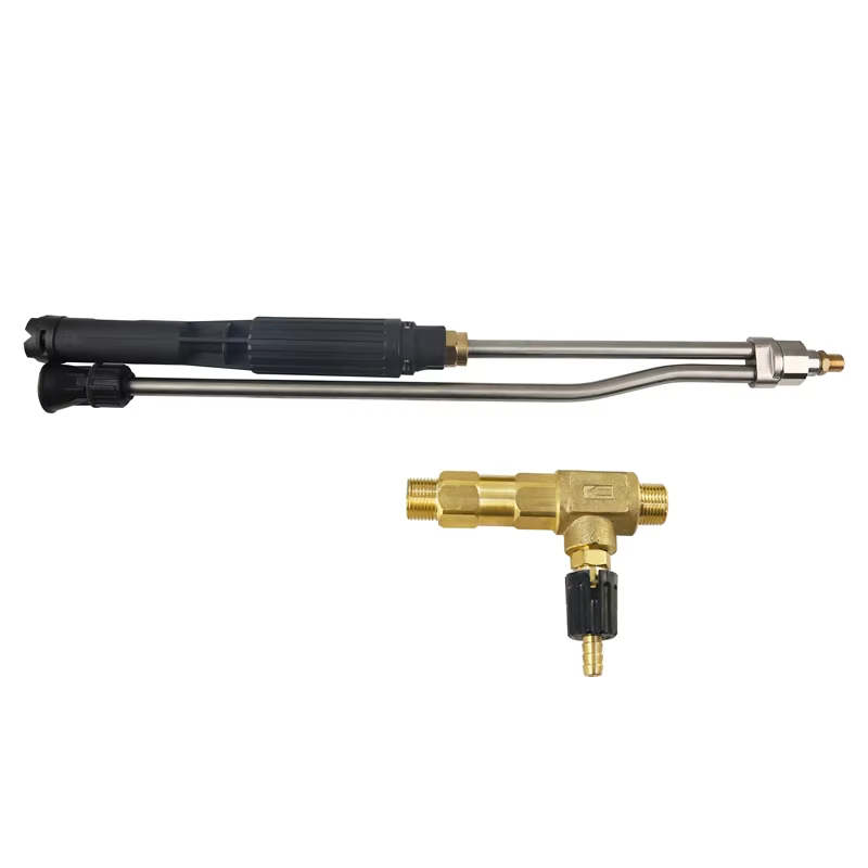 Professional Pressure Washer Snow Foam Lance 2 In 1 High Pressure Spray Lance Double Spear Twin Extension Lance With Adjustable Chemical Injector Kit factory