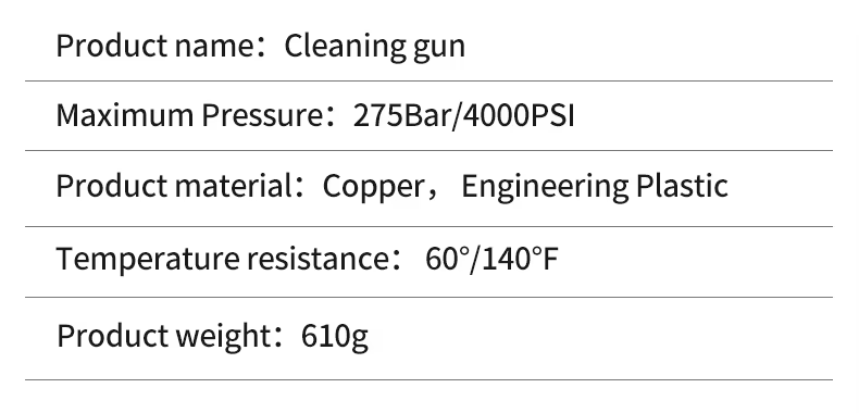SPS 4000PSI 275Bar High Pressure Washer Gun Set With 5 Color Nozzles 3 Section Connect Car Washer Gun for Car Cleaning details