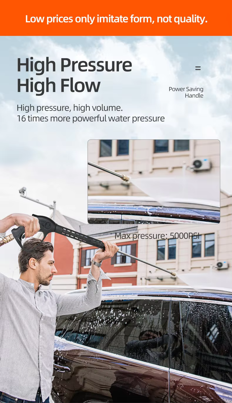SPS 4200PSI Brass Valve High Pressure Washer Long Gun Car Wash Spray Water Gun With 15Inch Extension Wand With 5pcs Nozzles factory