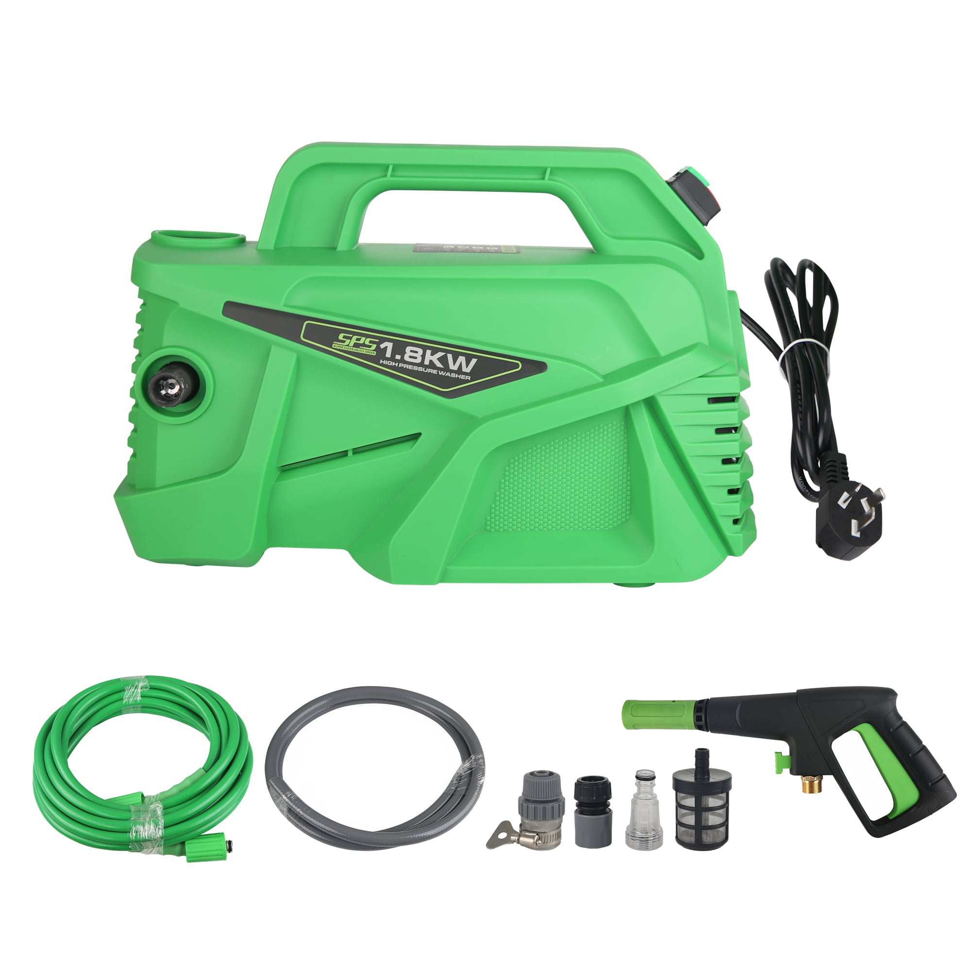 SPS Multifunctional Portable Hand-Hold High Pressure Washer Machine Car Washer Cleaning Equipment 1800W 160Bar 8L/Min Electric Pressure Cleaner Cold Water Automatic Copper Induction Motor