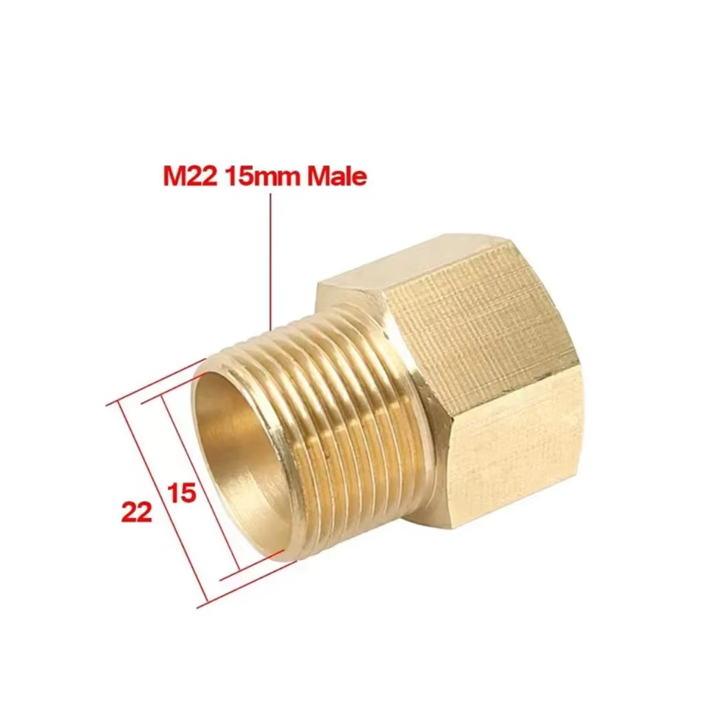 4500 PSI M22-15 mm Male Thread to M22-14 mm Female High Pressure Washer Brass Coupler Fitting factory
