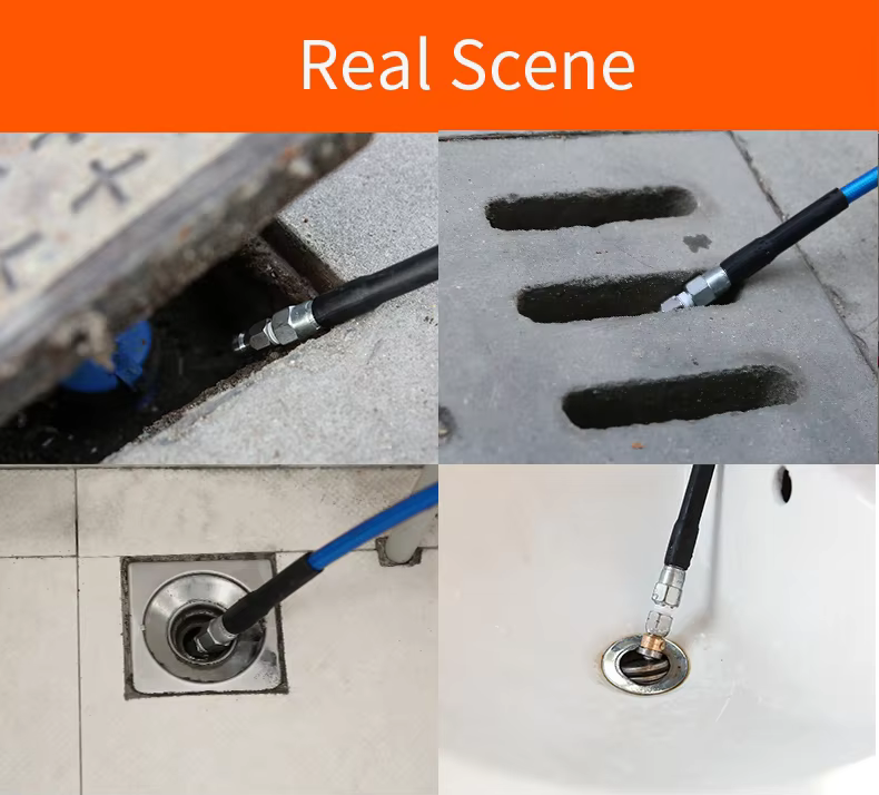 SPS 1/4 Inch Quick Plug Stainless Steel Sewer Jetting Nozzle Button Nose Copper Inlay Pointed Nose 1 Front Jet 6 Rear Jets factory