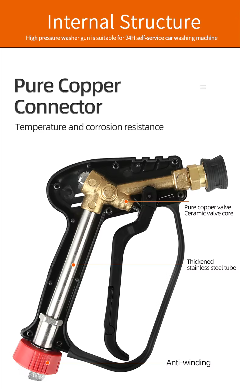 SPS 4000 PSI 280 BAR High Pressure Washer Gun 3/8 Female Swivel Fitting Car Wash Short Gun Quick Coupler Pressure Spray Gun factory