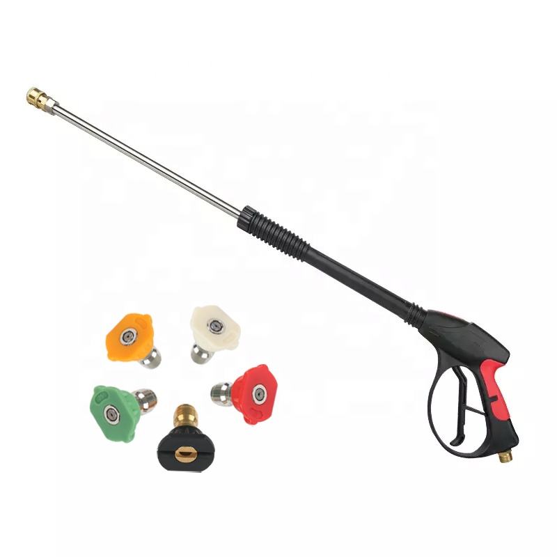 SPS High Pressure Carwash Big Long Red Water Gun With Five Color Nozzles Pressure Washer Tips Pressure Water Gun