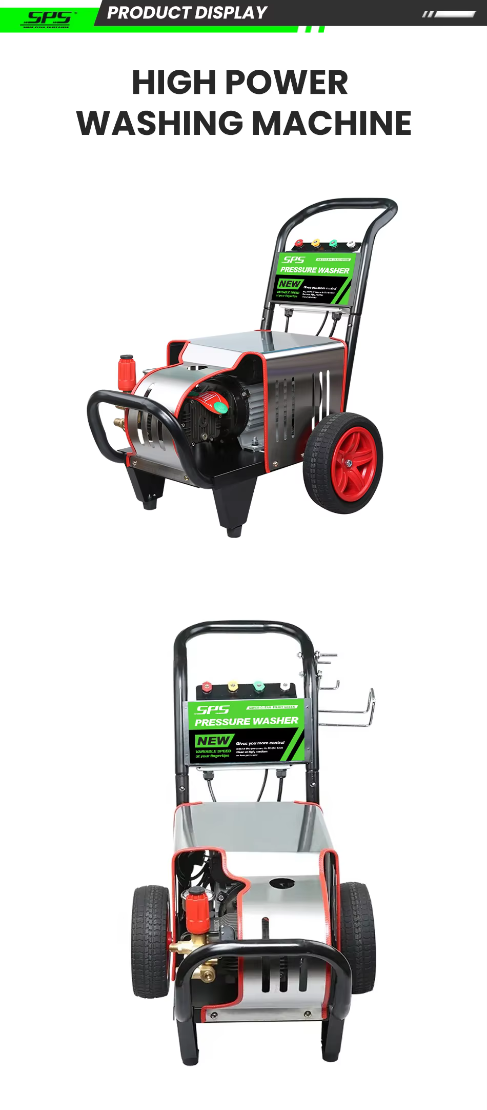 SPS 3000W 130 BAR Portable Pressure Washer 1885PSI Electric High Pressure Power Washer for Car Cleaning details