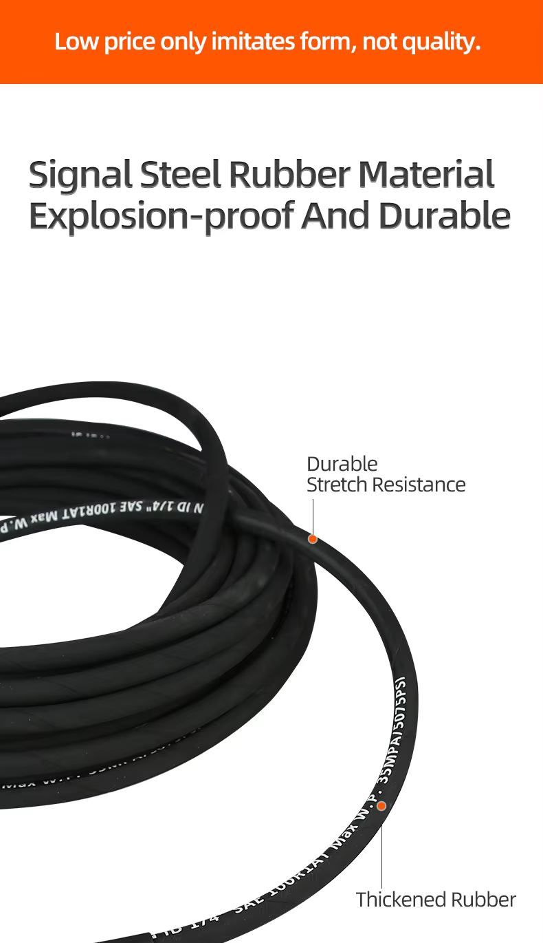 SPS 35 MPA 5075PSI 50FT 1/4 High Pressure Washer Hose K.C. Quick Plug Rubber Steel Hose supplier